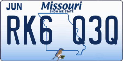 MO license plate RK6Q3Q