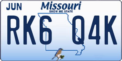 MO license plate RK6Q4K