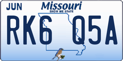 MO license plate RK6Q5A