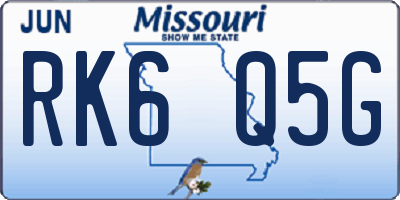 MO license plate RK6Q5G