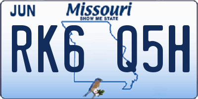 MO license plate RK6Q5H