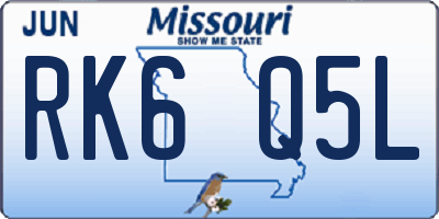 MO license plate RK6Q5L