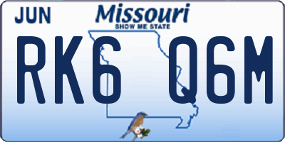 MO license plate RK6Q6M