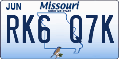 MO license plate RK6Q7K