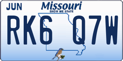 MO license plate RK6Q7W