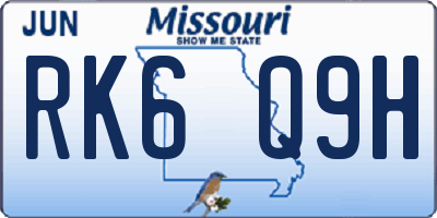 MO license plate RK6Q9H
