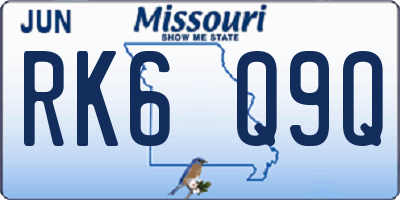 MO license plate RK6Q9Q