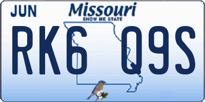 MO license plate RK6Q9S