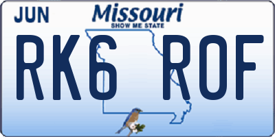 MO license plate RK6R0F