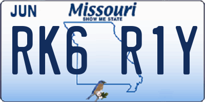 MO license plate RK6R1Y