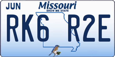 MO license plate RK6R2E