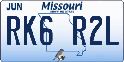 MO license plate RK6R2L