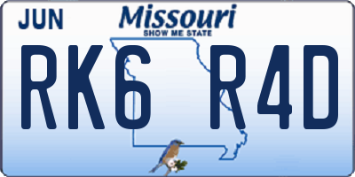 MO license plate RK6R4D