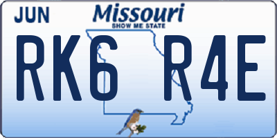 MO license plate RK6R4E