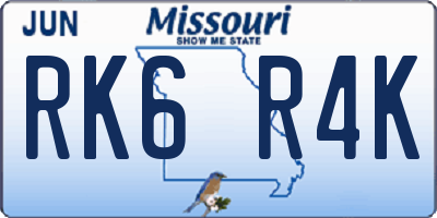 MO license plate RK6R4K