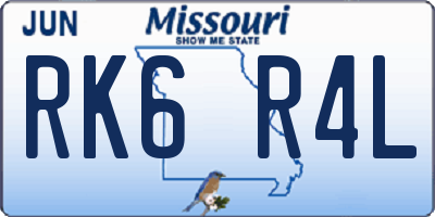 MO license plate RK6R4L