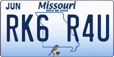 MO license plate RK6R4U