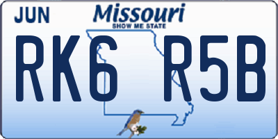 MO license plate RK6R5B
