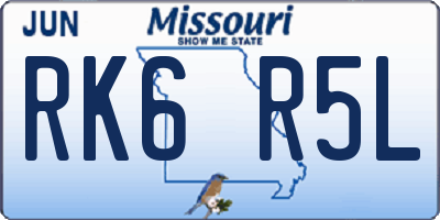 MO license plate RK6R5L
