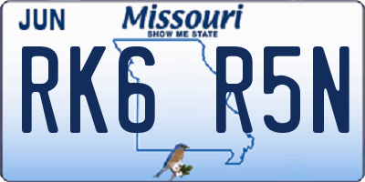 MO license plate RK6R5N