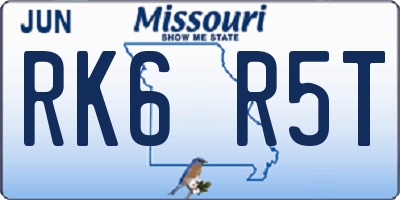 MO license plate RK6R5T