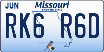 MO license plate RK6R6D