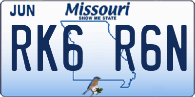 MO license plate RK6R6N
