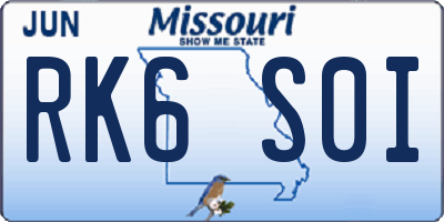 MO license plate RK6S0I
