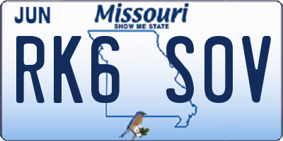 MO license plate RK6S0V