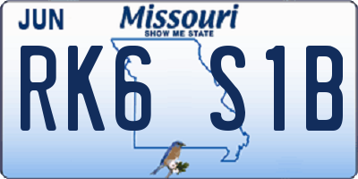 MO license plate RK6S1B
