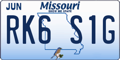 MO license plate RK6S1G