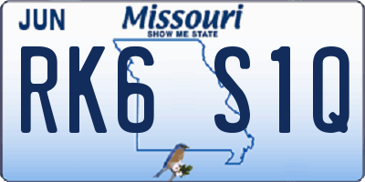 MO license plate RK6S1Q