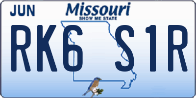 MO license plate RK6S1R
