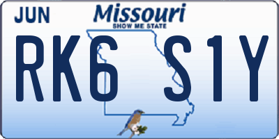 MO license plate RK6S1Y