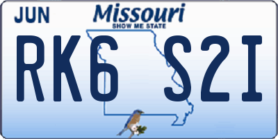 MO license plate RK6S2I
