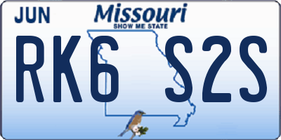 MO license plate RK6S2S