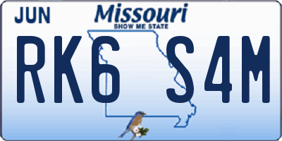 MO license plate RK6S4M