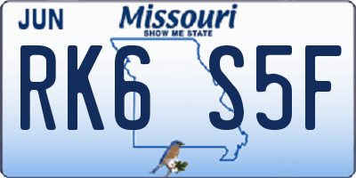 MO license plate RK6S5F