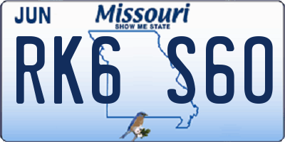MO license plate RK6S6O