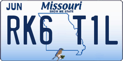MO license plate RK6T1L