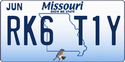 MO license plate RK6T1Y