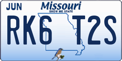 MO license plate RK6T2S