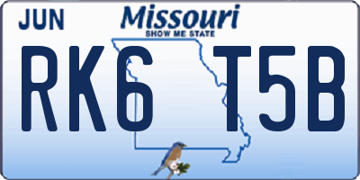 MO license plate RK6T5B