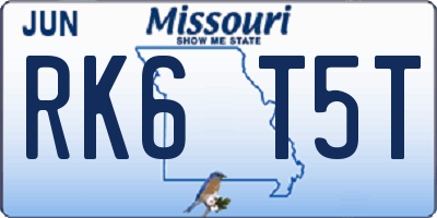 MO license plate RK6T5T