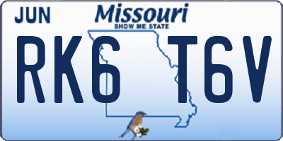 MO license plate RK6T6V