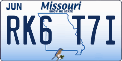 MO license plate RK6T7I