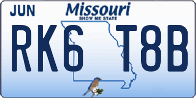 MO license plate RK6T8B