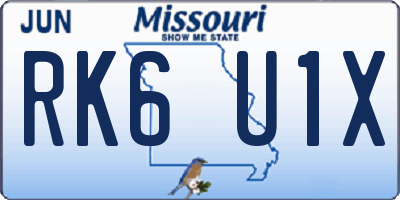 MO license plate RK6U1X