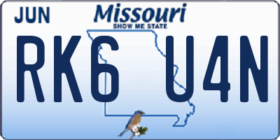 MO license plate RK6U4N