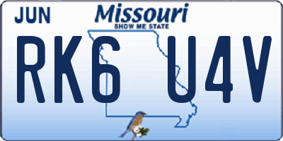 MO license plate RK6U4V